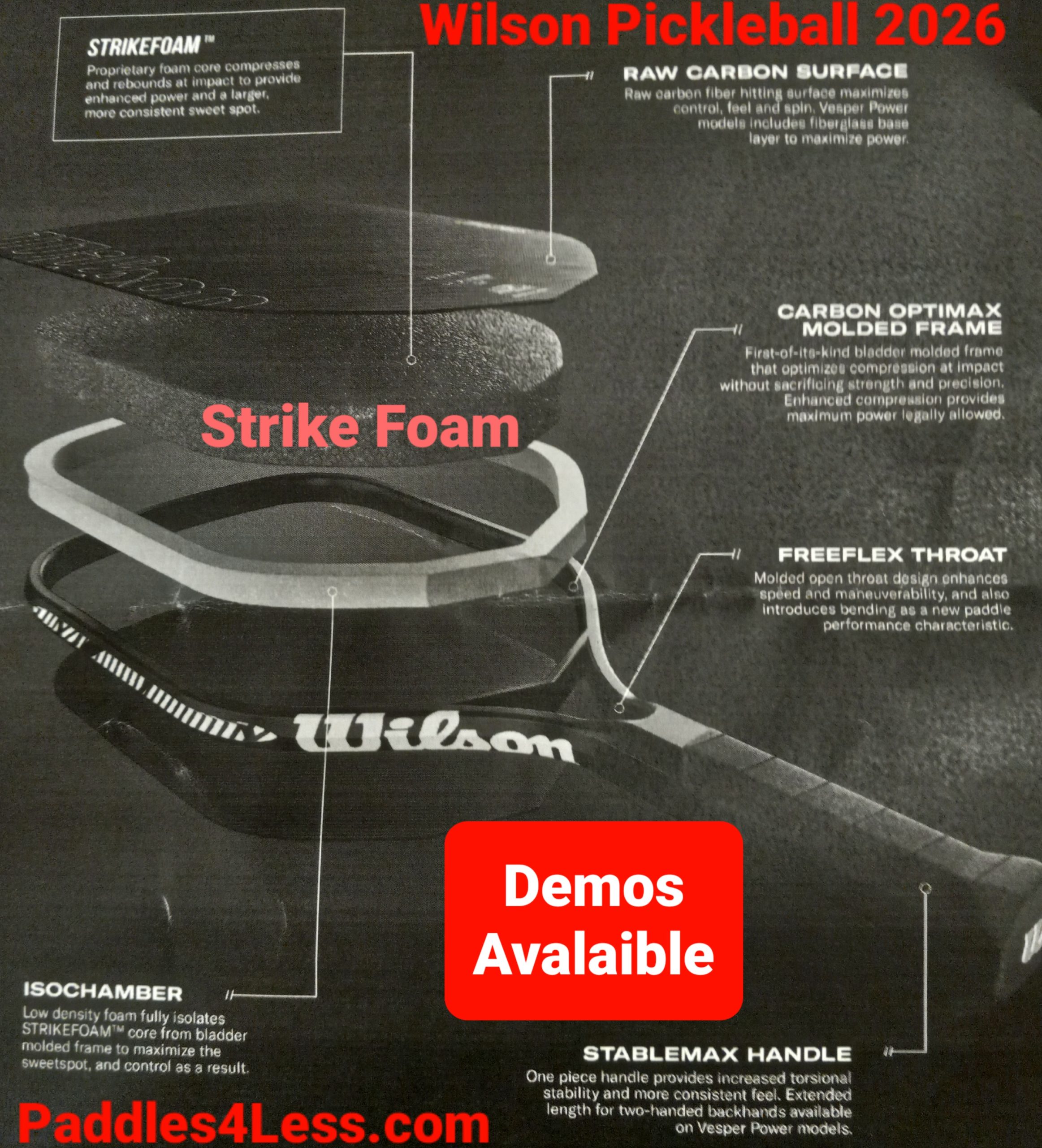Wilson *Strike Foam Pickleball Paddles new 2026 & we have demos now So Strike it up!